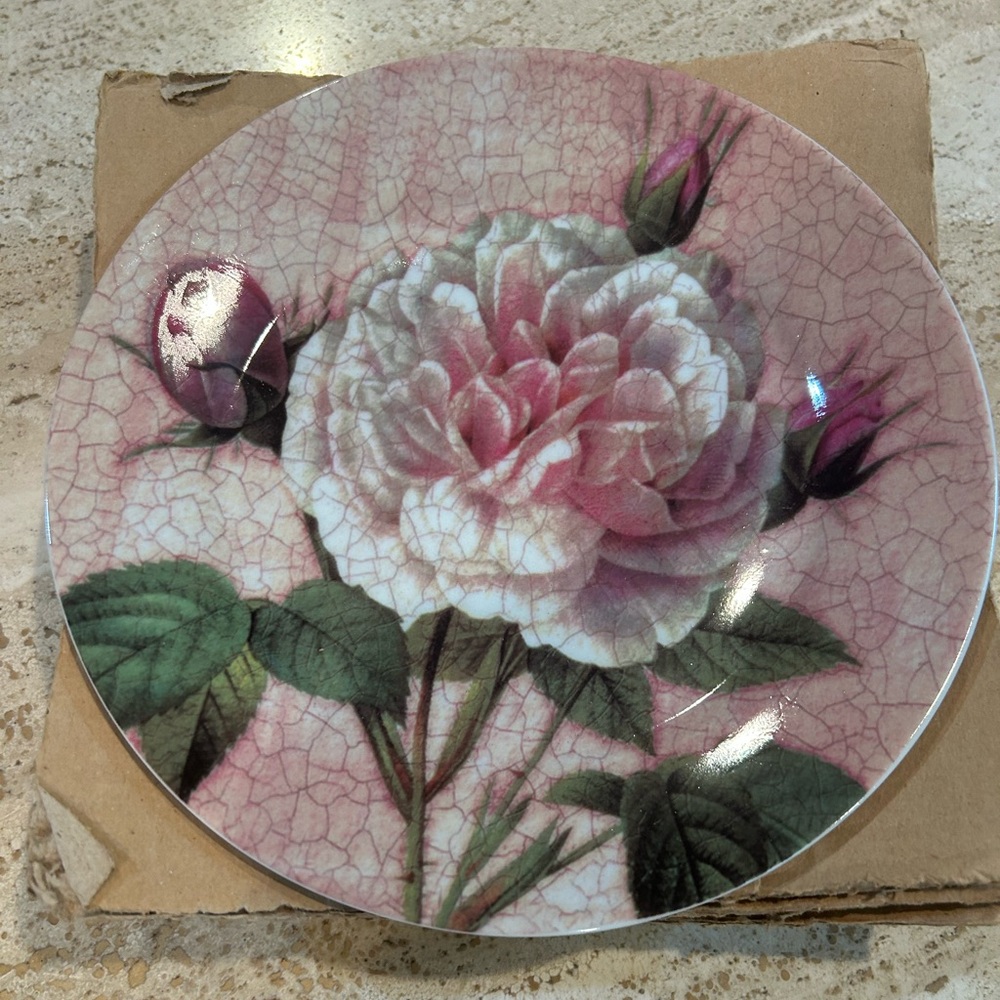 Antique Rose Porcelain Dessert Plate Set of 12